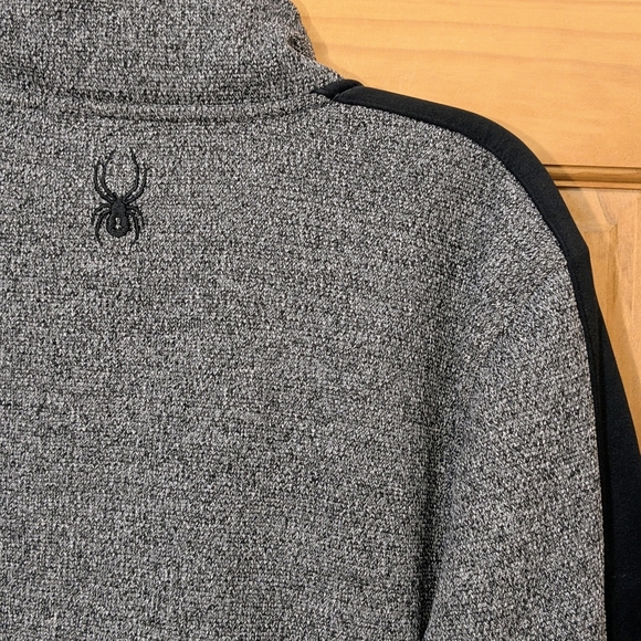 SPYDER 1/4 Zip Mendoza Pullover Heather Grey Black Fleece Sweater Mens LG Winter - Picture 13 of 16